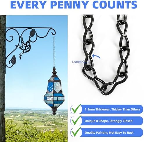 VRSS Hanging Chains for Planter Basket Bird Feeder Lanterns, 9.5inch 6pcs