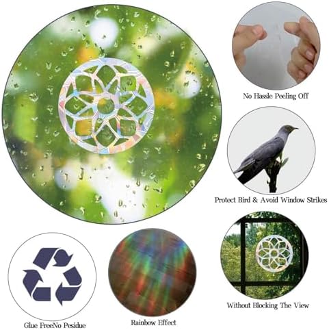 36 PCS Mandala Bird Window Strike Prevention Decals, Anti-Collision Window Stickers, Window Clings for Birds, Bird Decals to Prevent Birds from Hitting Windows, Glass Door Bird Safety Stickers ﻿