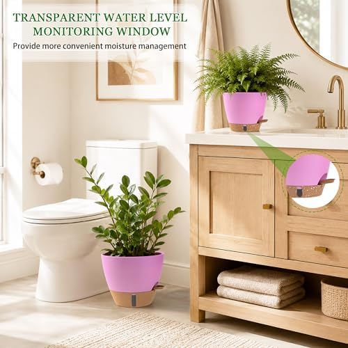 Self Watering Pots for Inoor Ourdoor Plants 10/9/8/7/6.5 Inch, 5 Pack