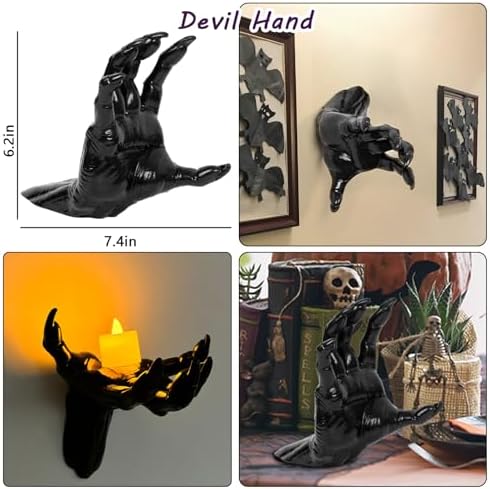 DAZONGE Halloween Decor 3Set Creepy Hands with Candles Halloween Wall Decor