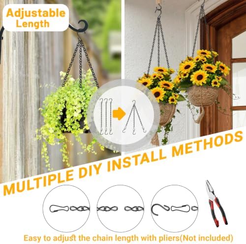 10 Pack 9.5 Inch Black Hanging Chains,Plant Hangers for Planters