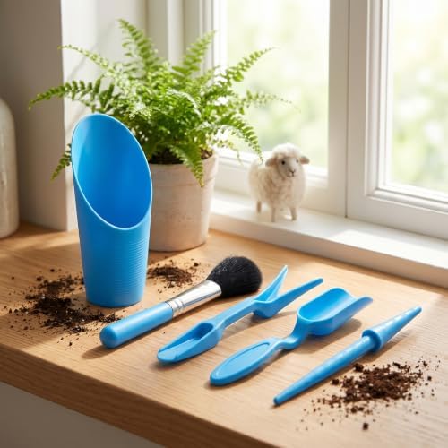 5 PCS Mini Garden Tools, Plastic Indoor Plant Tools with Soil Scoop