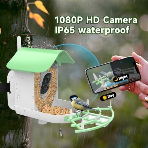 Bird Feeder with Camera Solar,2K HD Live Video Outdoors,Smart AI Identify