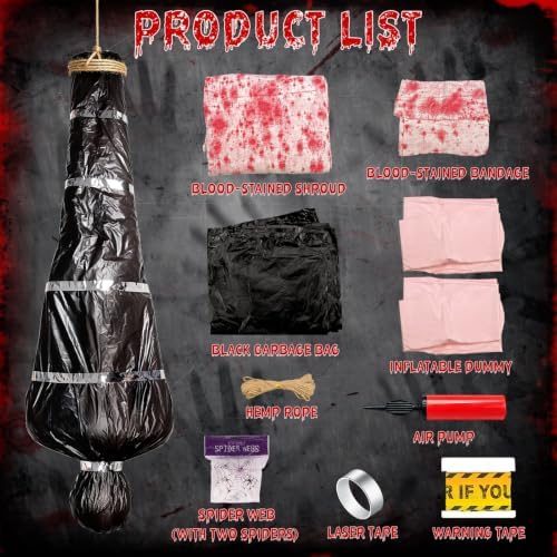 2 Packs 6ft Halloween Body Bags Decorations Outdoor, Hanging Corpse Props