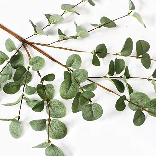 6 Pcs 27" Eucalyptus Stems Greenery Stems Eucalyptus Leaf Spray in Green Silk Plastic Plants Floral Artificial Plants for Home Party Wedding Decoration