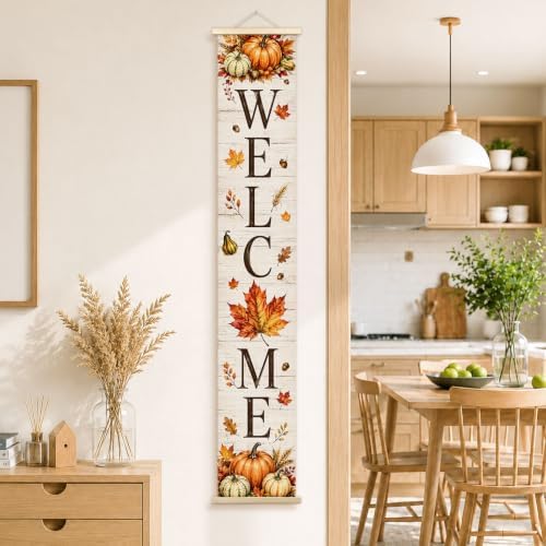 Rustic Fall Welcome Porch Door Banner Wall Decorations 8x47