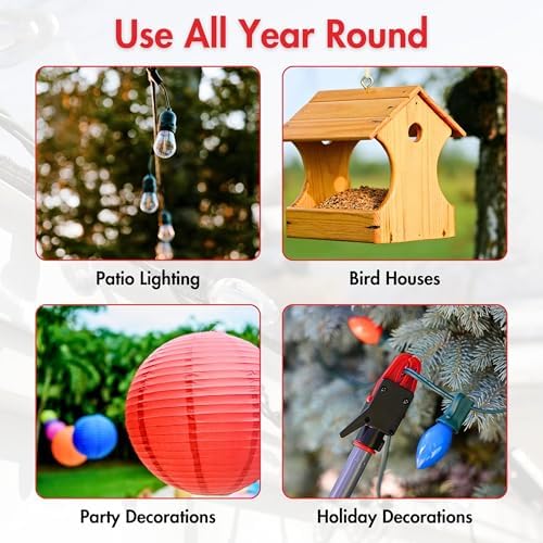 Ultra XT Dual Head Telescoping Pole | Extension Pole for Hanging & Removing String Lights, Christmas Lights & Decorations, 11ft Reach with Gutter, Shingle & Eave Compatibility, Includes 25 Light Clips