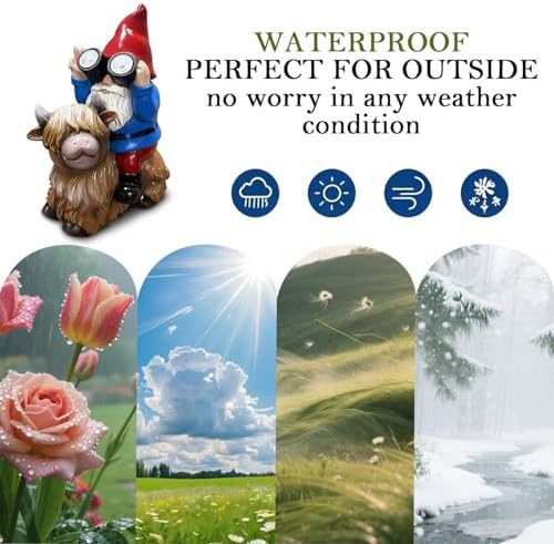 Solar Highland Cow Gnome Garden Statues Large Outdoor Decor