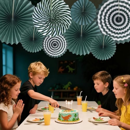 Green Party Decorations Emerald Green Hanging Round Paper Fans