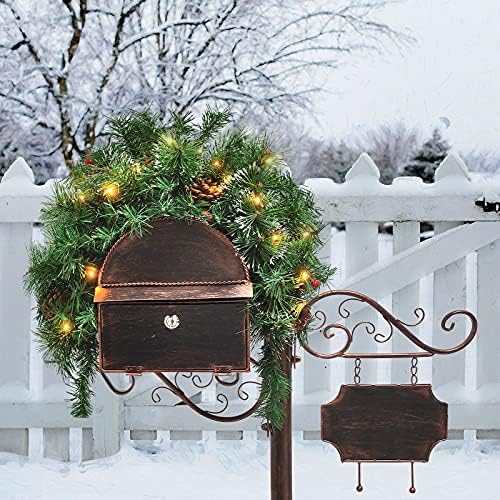 Sunnyglade 35.4" Pre-Lit Christmas Mailbox Swag, Artificial Pine Garland