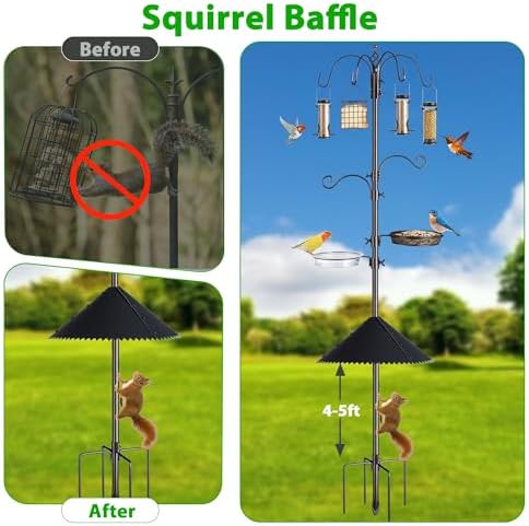 94-Inch Bird Feeding Station Kit, 6-Hook Pole with Squirrel Baffle