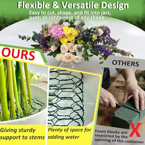 Floral Chicken Wire for Craft Kit, 4" x 158" Lightweight Chicken Wire for Floral Arrangement, Hexagonal Galvanized Chicken Wire Netting with Floral Tape, Plier, Tie, Gloves(Forest Green, 4" x 158")