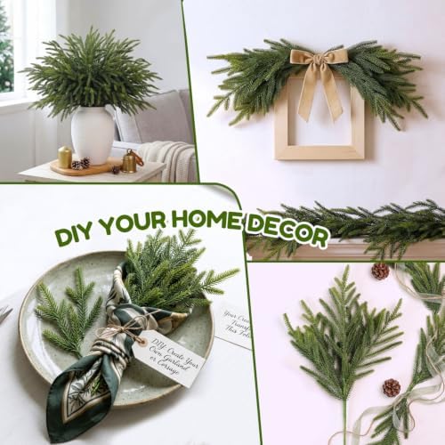 32Pcs Lifelike Touch Artificial Norfolk Pine Branches for Vase DIY Decor