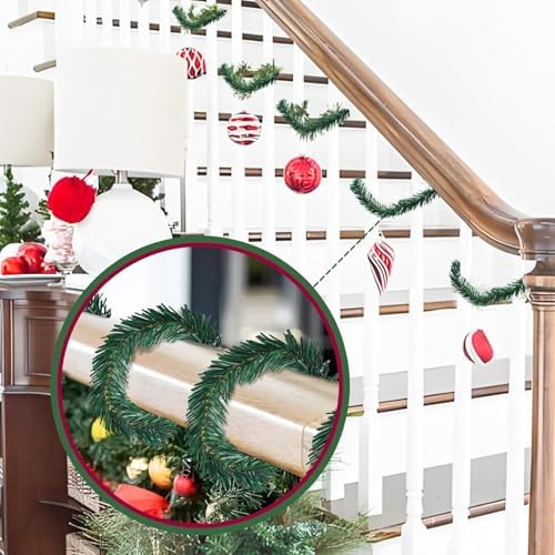 Uieke 100 Pcs Christmas Garland Ties Artificial Pine Needles Garland Faux Pine Greenery Stems 12’’x2 Twist Wired Tree Branches Wreath Tie for Craft Gift Wrapping Party Supply Christmas Decoration