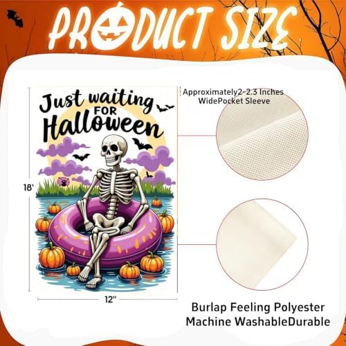 Pumpkin Halloween Garden Flags 12x18 Double Sided,Skull Yard Flags Outside