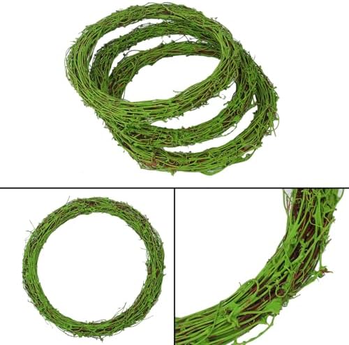 7 Pcs 12 inch Natural Grapevine Wreath Set, Green