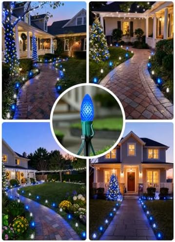 C9 Christmas Lights Outdoor, 26FT 20 LED C9 String Lights with Stakes
