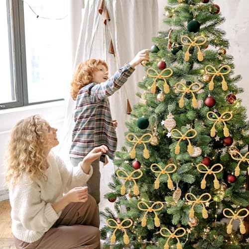 Celltestria 12pcs 20 Inches Christmas Garland Ties (Golden)