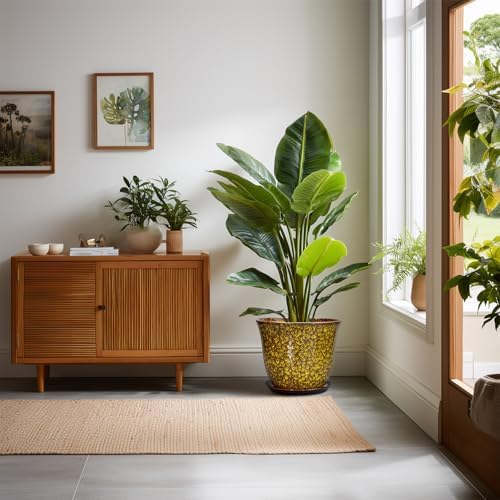 Ceramic Pots for Plants, 10 Inch Plant Pot for Indoor, Yellow