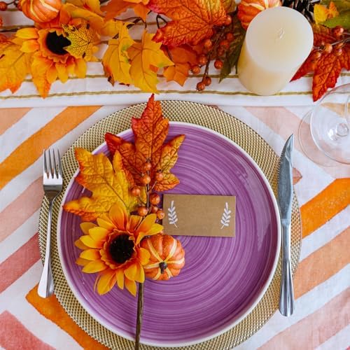 Winlyn 8 Pcs Fall Harvest Artificial Maple Leaf Stems Fall Picks and Sprays with Orange Pumpkins Sunflower Heads Pine Cones Berries 13" for Thanksgiving Autumn Wedding DIY Wreath Floral Arrangements