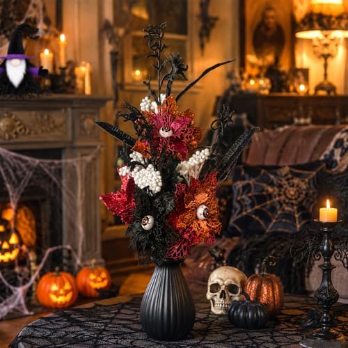 5PCS Halloween Artificial Flower Picks with Creepy Eyeballs for Home Decor