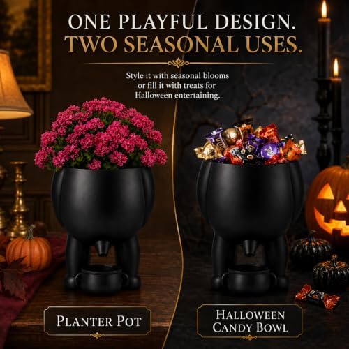 Halloween Novelty Candy Bowl Black Cauldron Trick Or Treat Dish Party Décor