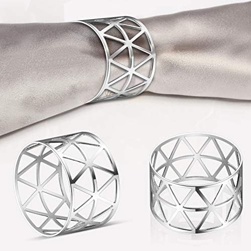 KPOSIYA Thanksgiving Napkin Rings Set of 20, Fall Napkin Holders, Silver
