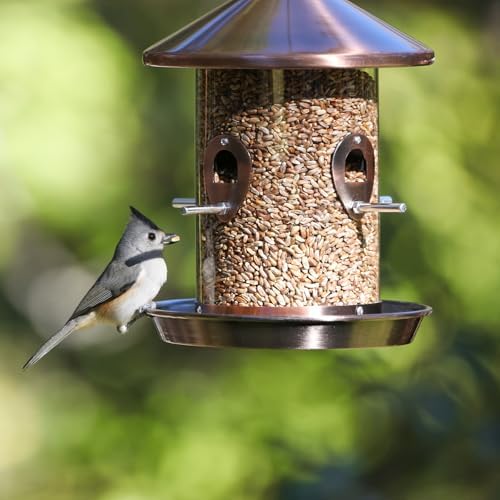 Kingsyard Large Metal Bird Feeder for Outdoors Hanging, Tube Bird Feeders