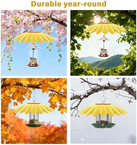 13.5 inch Bird Feeder Rain Guard,Hummingbird Feeder Shade Dome Cover,Umbrella Cover for Bird House for Outdoor,Squirrel Baffle,2 Pack(Red,Yellow)