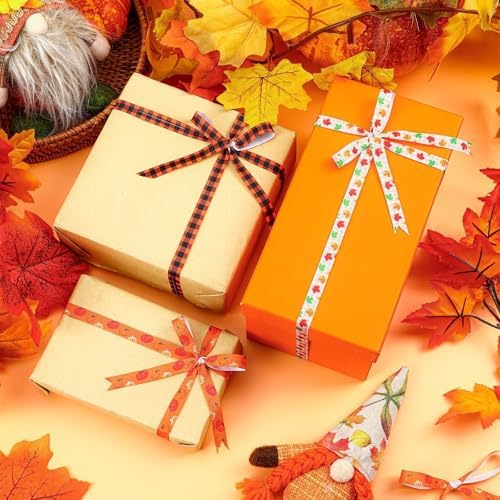 DECYOOL Fall Ribbon 6 Rolls 60 Yards Autumn Thanksgiving Grosgrain Ribbons