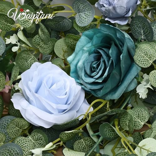 Waipfaru 2Pcs Eucalyptus Garland with Flowers, Flower Garland Decorations