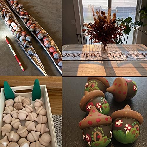 Honbay 30PCS Unfinished Wooden Acorns Blank Wood Craft Decoration Christmas Acorns Ornaments for Crafts Wedding Home Vase Filler Decor