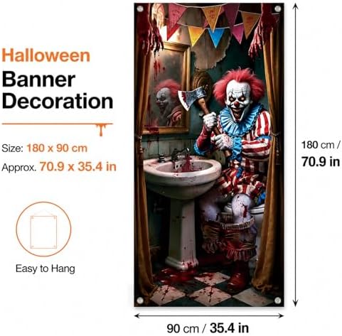 Halloween Garage Door Decoration, 70.9 x 35.4 Inch Bloody Clown Cover