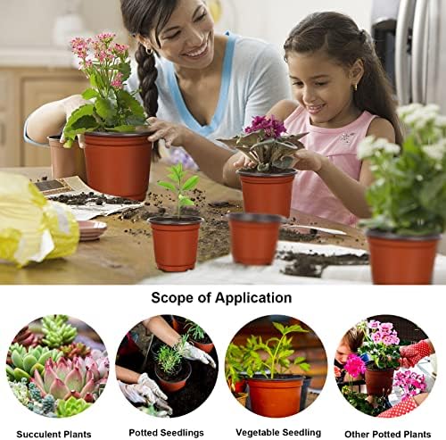Augshy 120 Pcs Plastic Plants Nursery Pot, Seed Starting Pots 4,5,6-Inch