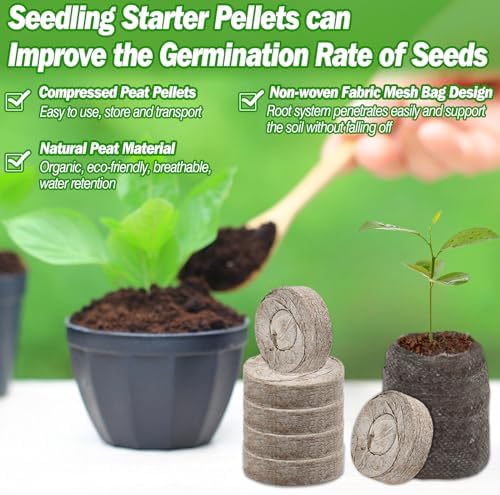 ZeeDix Peat Pellets for Seed Starting, 50 Pcs 36mm Seed Starter Soil Pods