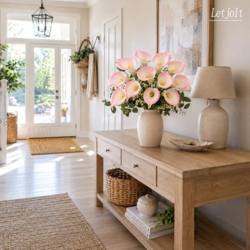 Letjolt Artificial Calla Lily Flowers 12Pcs, Blush Pink