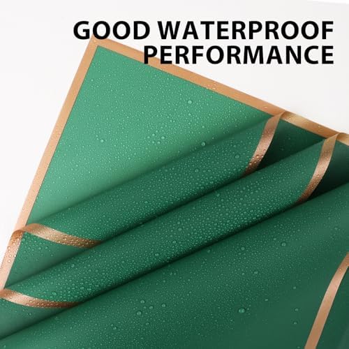 20 Sheet Flower Wrapping Paper-Waterproof Floral Bouquet Paper (Dark green)