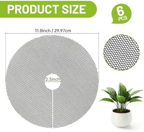 6 Pcs 11.8 Inch Plant Pot Protectors Grids, Cuttable Round Plant Cover Protector Indoor Plants from Animals, Pot Soil Guard for Garden Flower Potted Plants