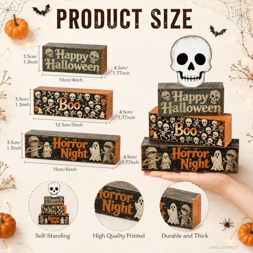 Halloween Skull Table Decor Indoor, Halloween Decorations for Home Kitchen