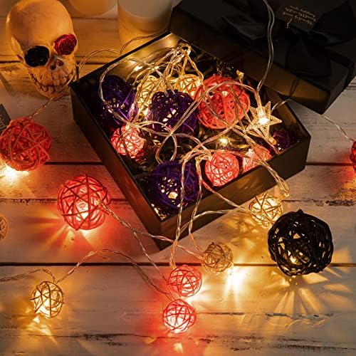 SANNIX 40 Pack Halloween Decorations Rattan Balls, Wicker Balls Home Decor