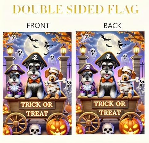 BlissYard Halloween Garden Flag Pirate Schnauzer 12x18 Inch Polyester