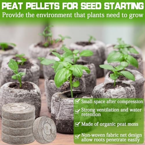 ZeeDix Peat Pellets for Seed Starting, 50 Pcs 40mm Seed Starter Soil Pods