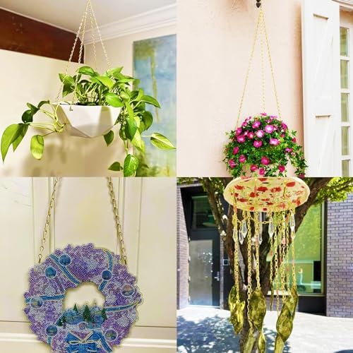 RIFNY Plant Chain for Hanging Plants, 20 Inch Hanging Basket Chain, Gold