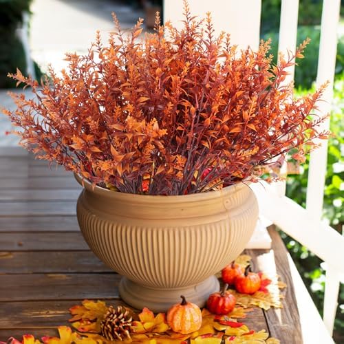 RECUTMS Fake Fall Plants for Outdoor Faux Lavender Flowers Fake Greenery