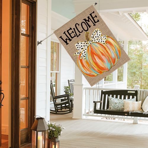 AVOIN colorlife Welcome Fall House Flag 28x40 Inch Double Sided Outside