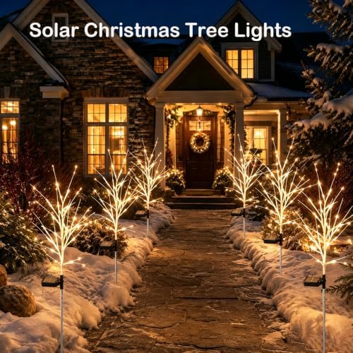 Outdoor Christmas Decorations 43 Inch Lighted Birch Tree with Fairy Lights