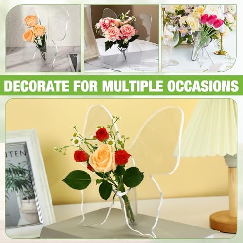 4 Pack Clear Butterfly Vase Acrylic Frame Centerpieces, Classic