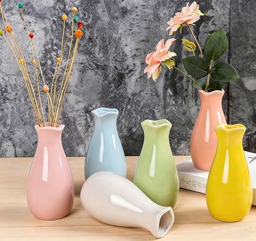 Small Ceramic Bud Vase Flower Vase Decorative Floral Holder (Green)