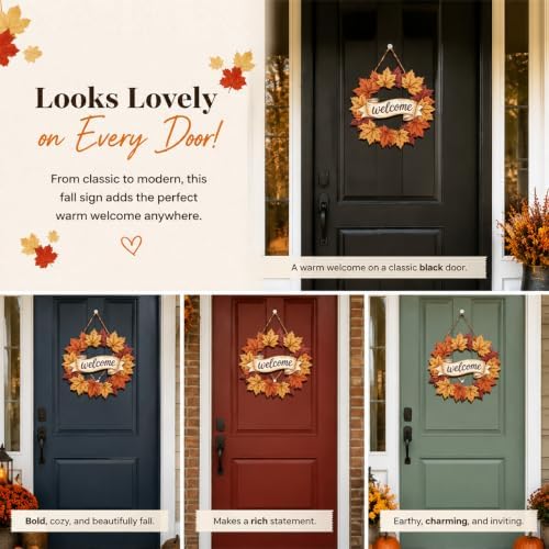 Wooden Fall Wreath Door Hanger, Tis the Season Sign for Front Door