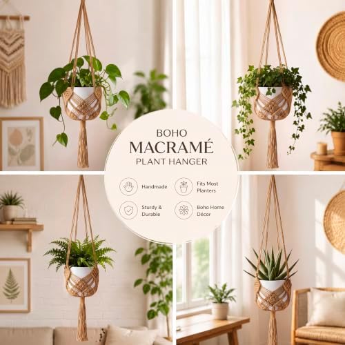Shappy 2 Pack Boho Macrame Plant Hanger for Indoor